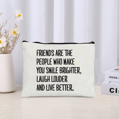 Friendship Commemorative Gift Makeup Bag - Eco Canvas Travel Organizer, Large Capacity Perfume Kit Storage Pouch