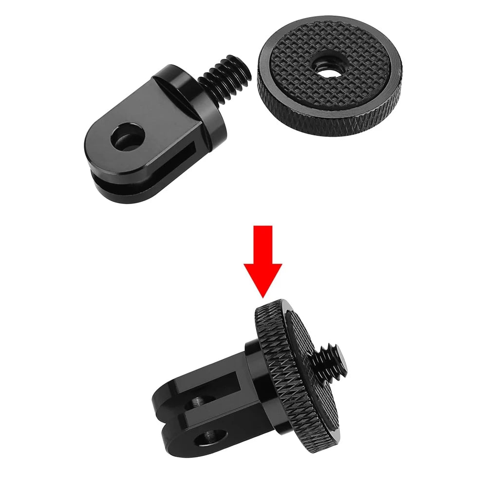 Aluminum Alloy 1/4" Conversion Mount Adapter – Compatible with GoPro Hero 9–13, Insta360, SJCAM, AKASO & DJI Osmo Action Cameras