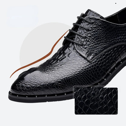 Men’s Genuine Leather Crocodile Pattern Oxford Shoes - Luxury Lace-Up Wedding Party Business Office Dress Shoes