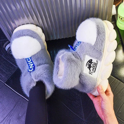 Women's Winter Warm Shoes: Plush Lining Indoor Cotton Slippers - Platform High Top Snow Boots for Couples
