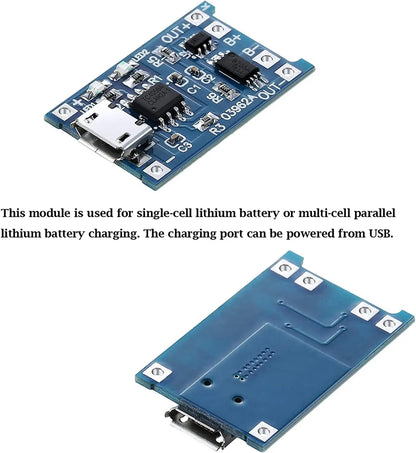 10PCS 5V 1A 18650 Lithium Battery Charging Board - TP4056 Mini/Micro USB Type-C Module with Protection