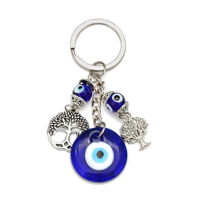 Lucky Eye Fatima Hand Keychain – Alloy Tree of Life Elephant Owl Blue Turkish Evil Eye Car Keyring Jewelry for Men & Women Gift