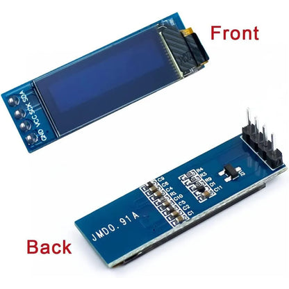 0.91 Inch OLED Display Module - 128x32 SSD1306 I2C IIC White Blue Screen for Arduino DIY Projects