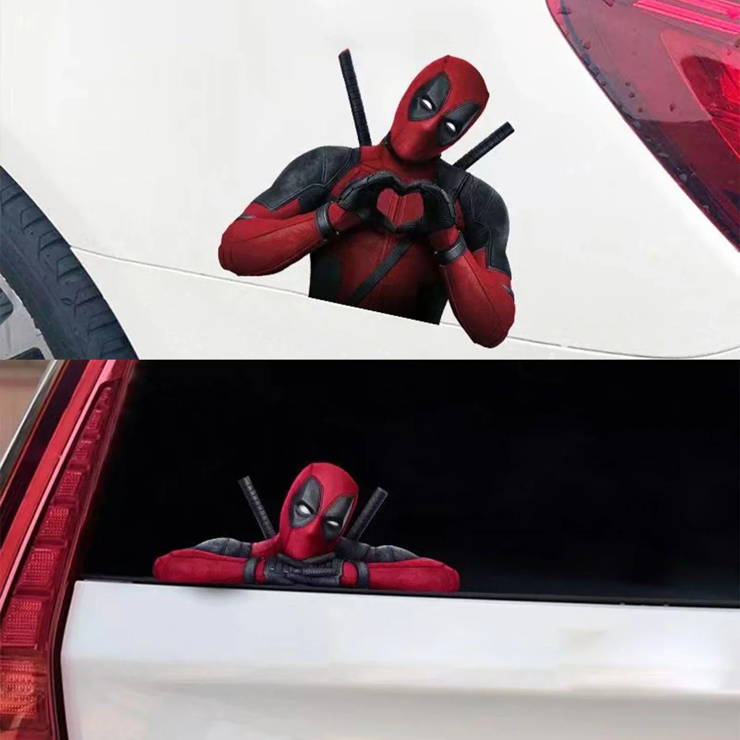 Cute Deadpool Car Sticker – Waterproof Heart Decal for Scratch Cover, Exterior Decoration & Gift Accessory
