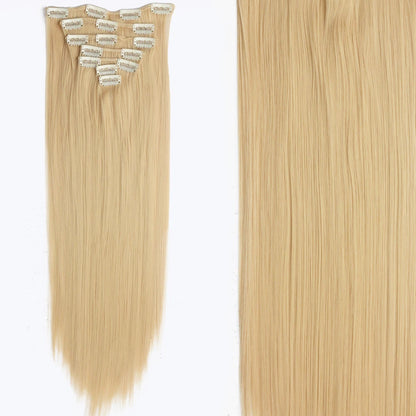 Women’s 7Pcs Hair Extensions with 16 Clips – Natural Black Straight Ombre Hairpiece