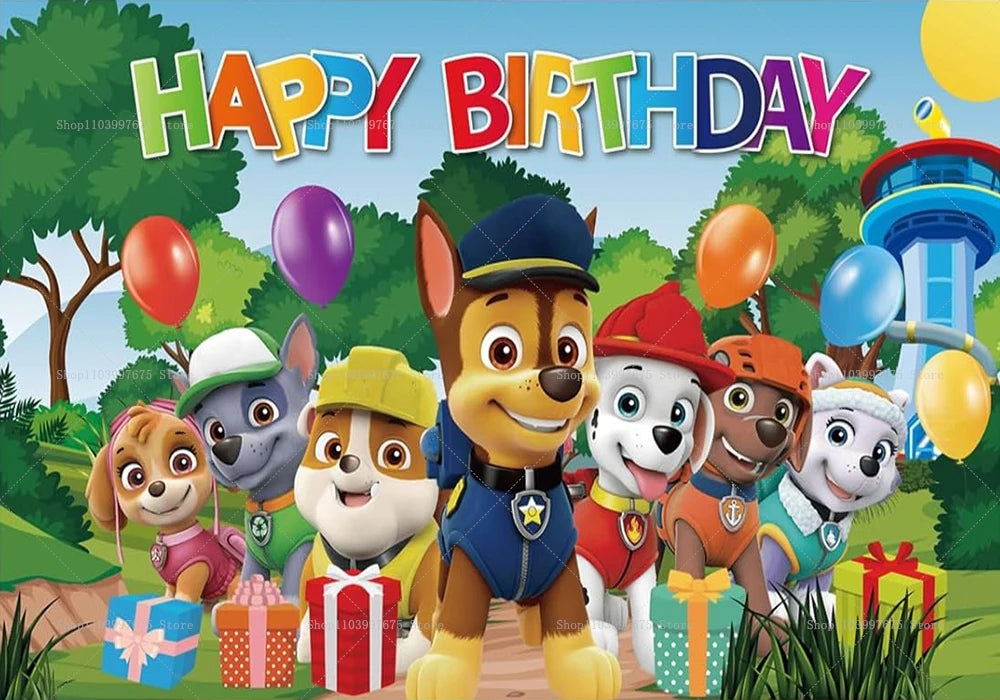 Paw Patrol Birthday Party Backdrop – Kids Party Decorations, Photography Background & Baby Shower Banner