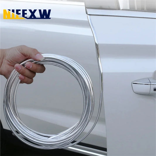 Chrome Car Door Edge Protector Strip - Rubber Soundproof Seal Trim for Noise Reduction, Scratch Protection & Auto Door Insulation
