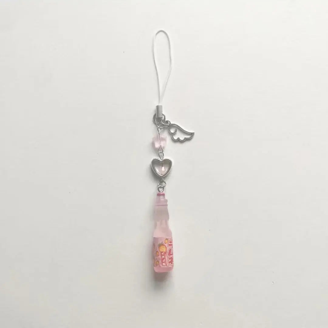 Handmade Ramune Soda Bottle Charm - Cute Phone Strap Keychain Bag Pendant Gift Accessory