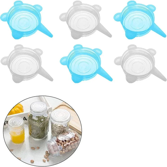 Silicone Stretch Can & Jar Lids (6PCS) – 2.6 Inch Food-Safe Reusable Covers for Yogurt, Bowls & Containers