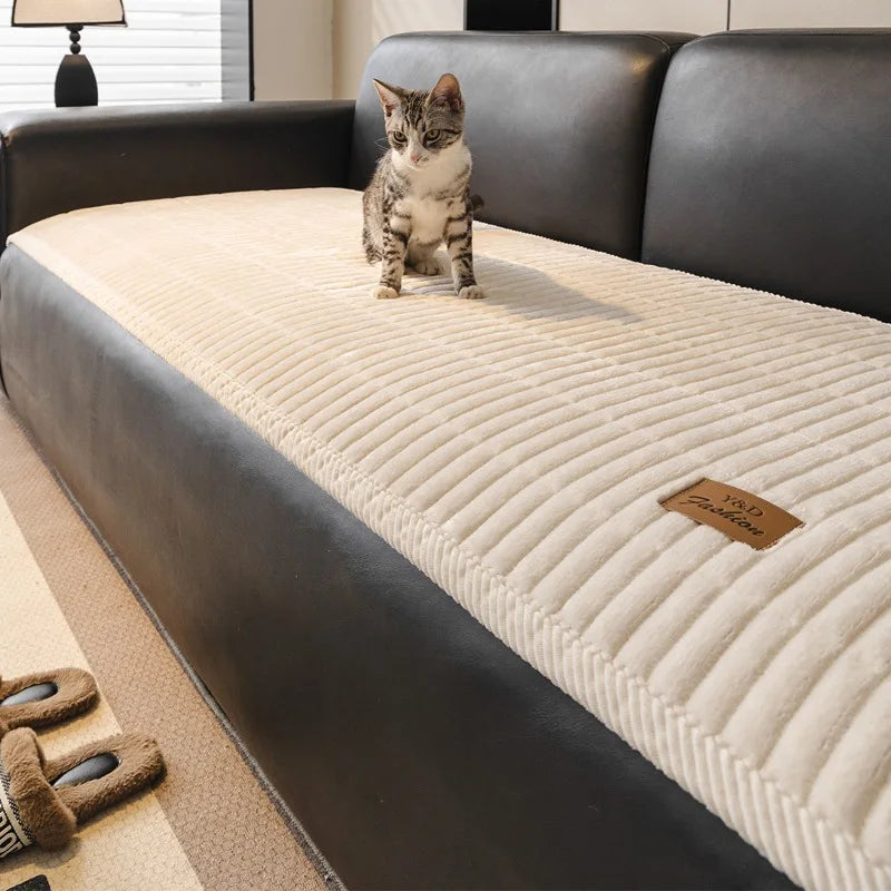 Flannel Sofa Cover - Thickened Non-Slip Couch Protector for Autumn & Winter