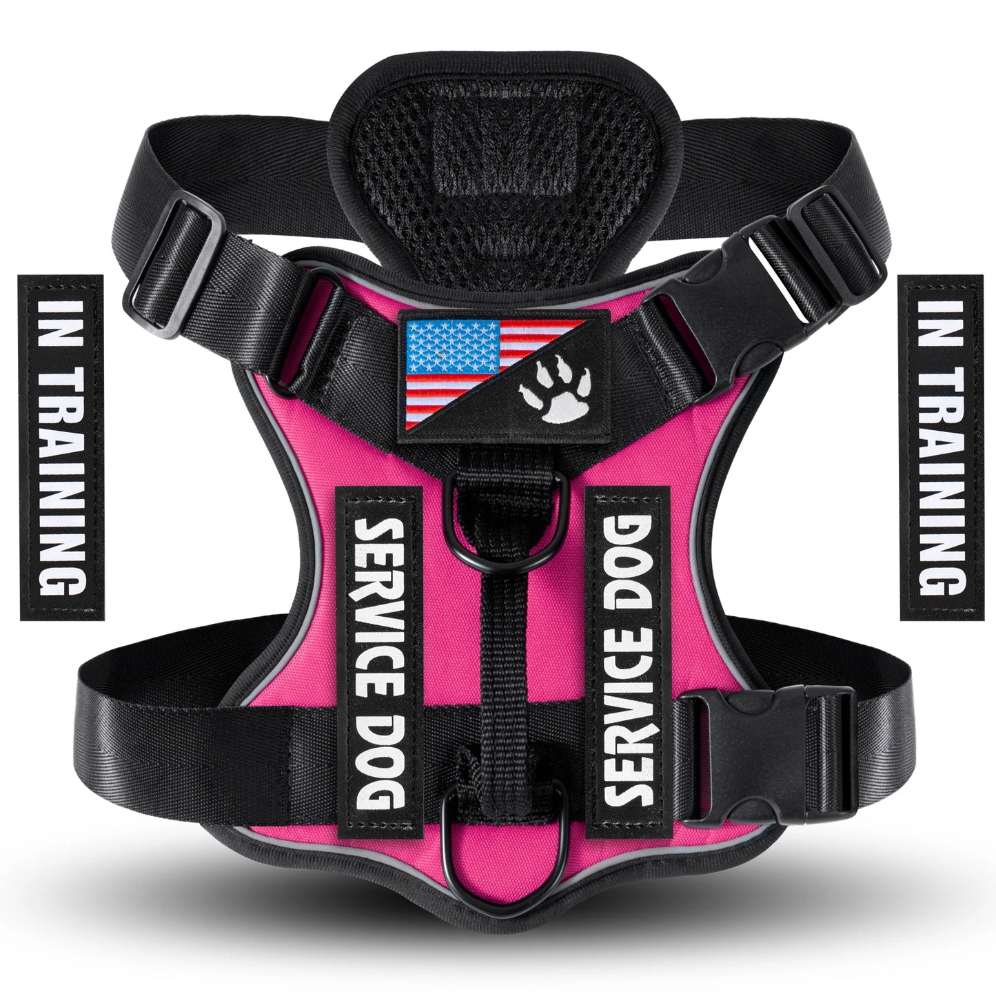 Reflective Service Dog Harness Vest with 5 Patches – Adjustable Soft Oxford Mesh Pet Harness
