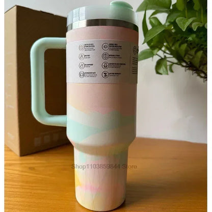 2025 New Stainless Steel Travel Mug with Handle & Straw Lid – 30oz/40oz Vacuum Insulated, Double Wall Thermal Iced Cup