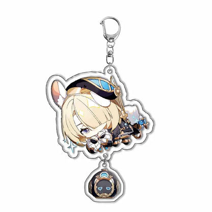 Genshin Impact Anime Keychain – Fontaine & Natlan Characters Sigewinne, Charlotte, Navia, Neuvillette & Clorinde Freminet