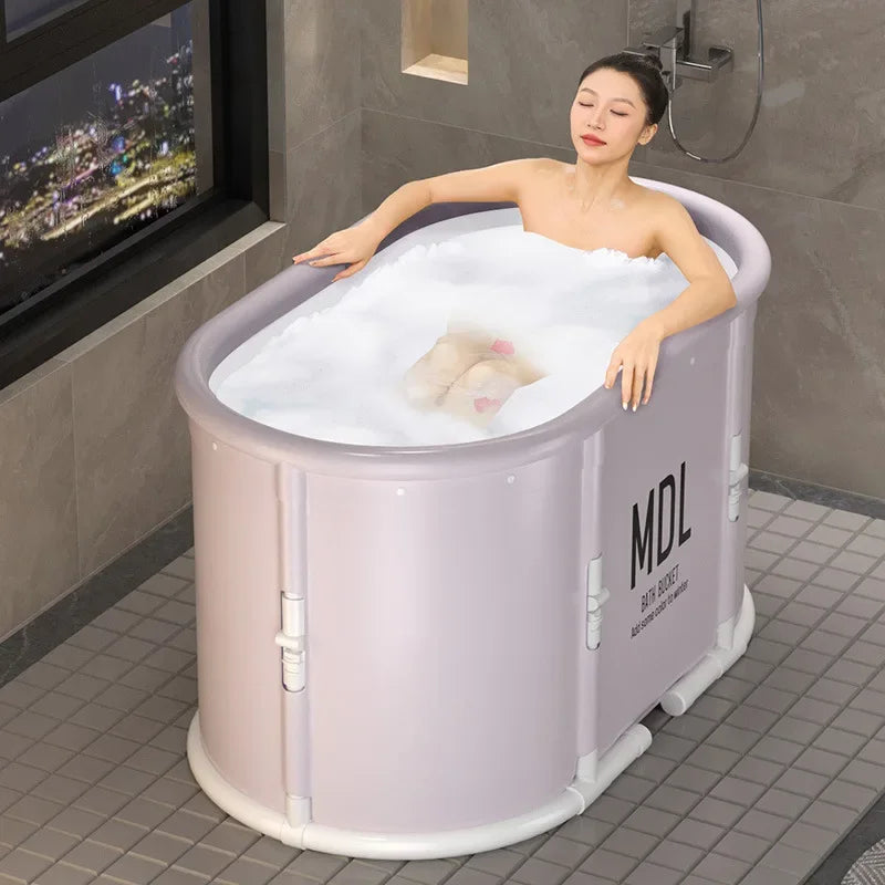 2025 One-Button Folding Oval Bath Tub – Adult SPA & Baby Wading Pool for Home, Sit or Lie Bath