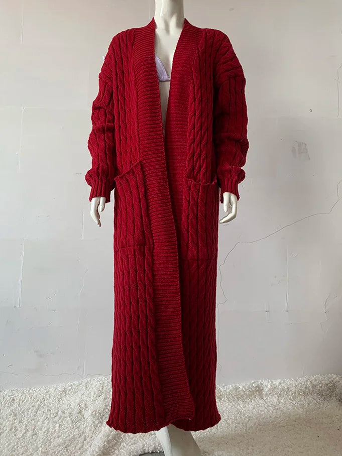 Women’s Yellow Knitted Cardigan – Long Sleeve Crochet Sweater Jacket for Autumn & Winter