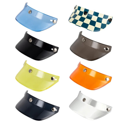 3 Snap-Button Universal Helmet Visor – Windproof Flip Shield for Open Face Motorcycles