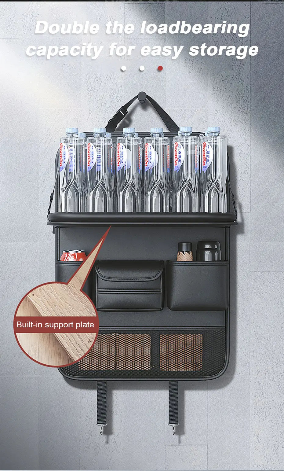 SEAMETAL Car Backseat Storage Bag – Multi-Pocket Seat Back Organizer with Foldable Tablet Tray & Large Capacity