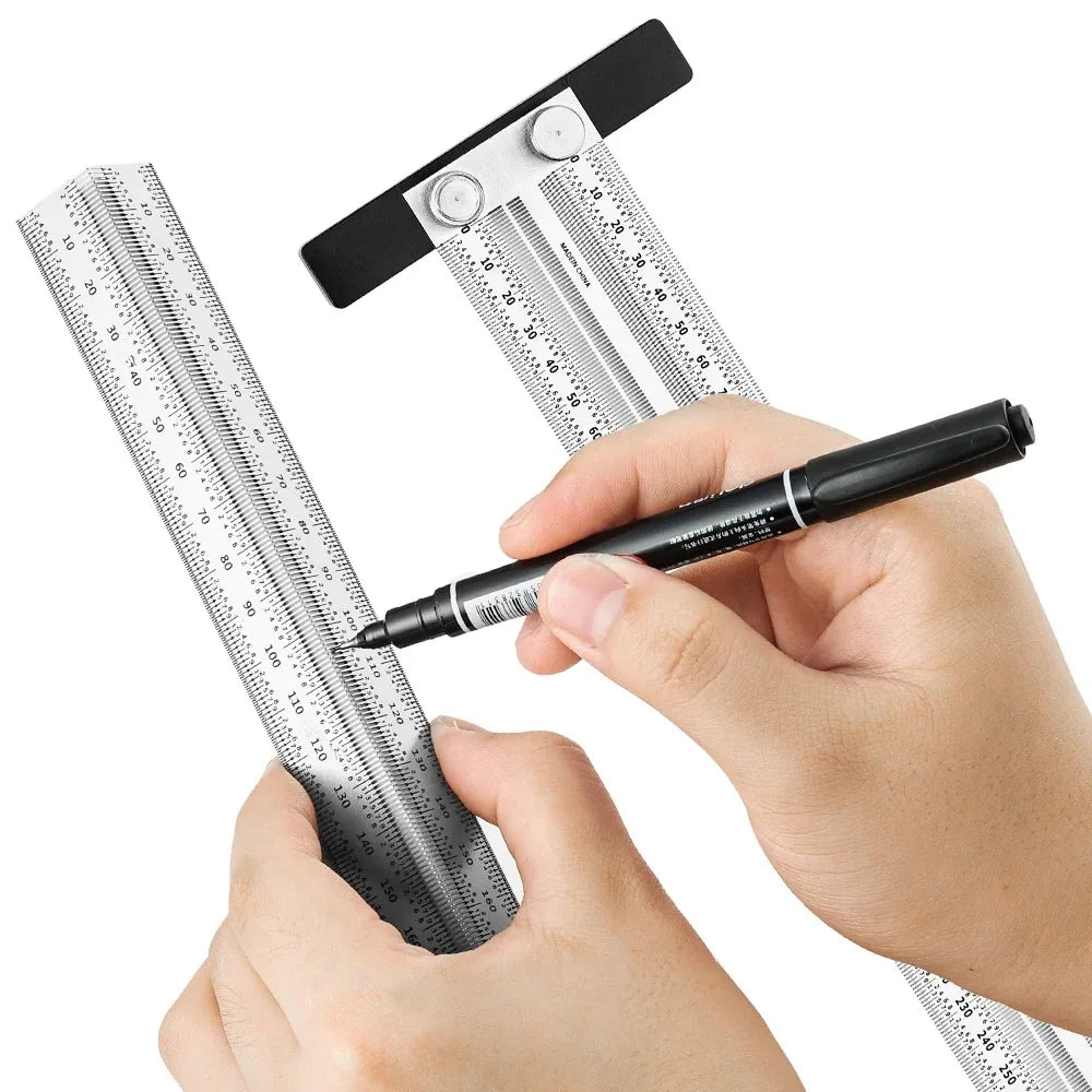 High Precision T-Type Scale Ruler – Stainless Steel Woodworking Scribing & Marking Gauge Carpenter Measuring Tool