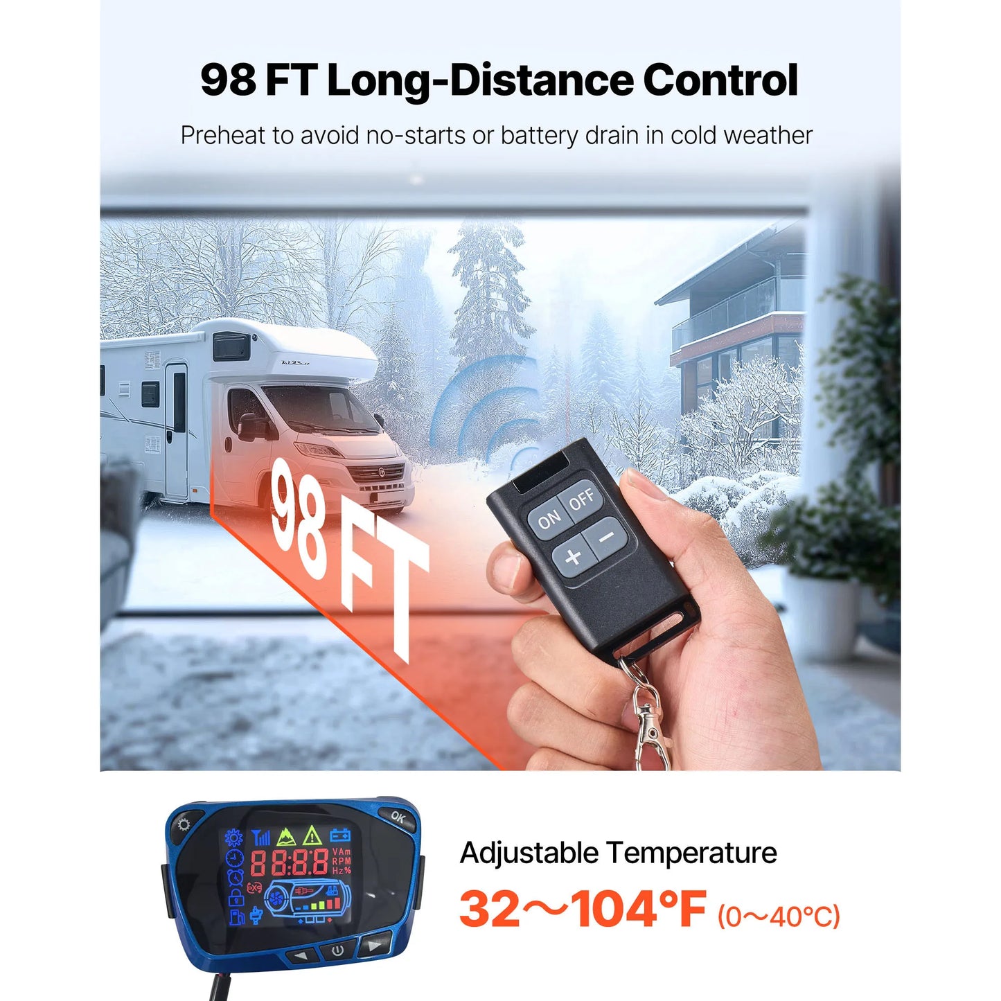 SucceBuy 8KW Diesel Air Heater – DC12-24V Parking Heater with Remote & Pre-Heating for RV, Truck & Camper