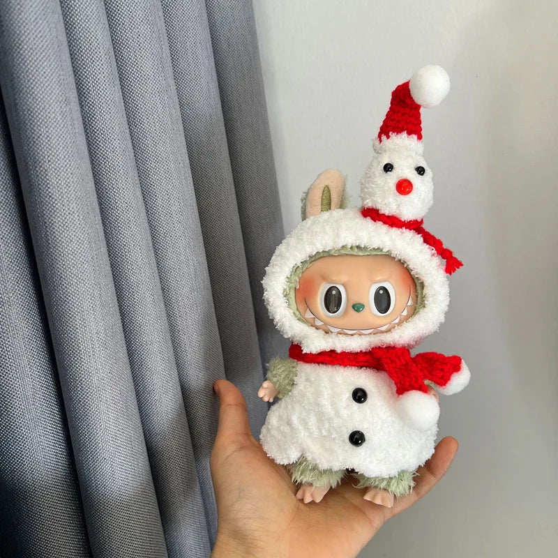 17cm Labubu Santa Christmas Outfit Set for Gen1–3 Vinyl Dolls – Festive Costume & Accessories