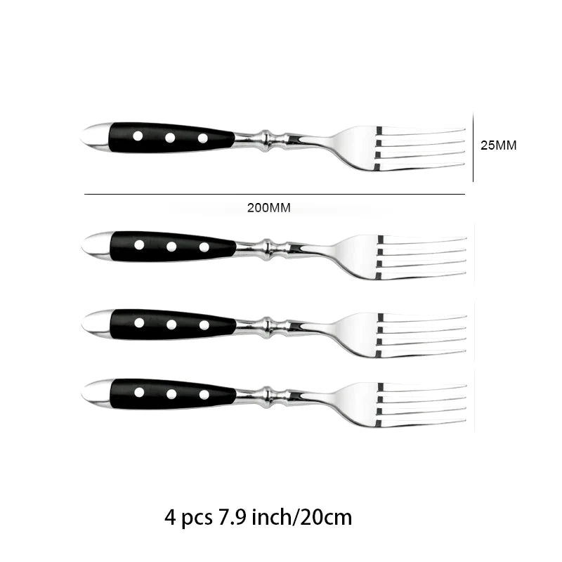 Classic Elegant Stainless Steel Cutlery Set – Fork, Spoon, Knife & Teaspoon Full Dining Steak Dinnerware Collection