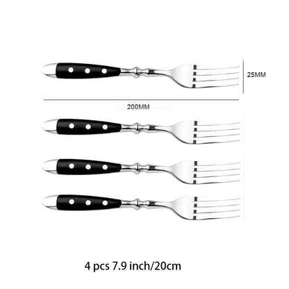 Classic Elegant Stainless Steel Cutlery Set – Fork, Spoon, Knife & Teaspoon Full Dining Steak Dinnerware Collection