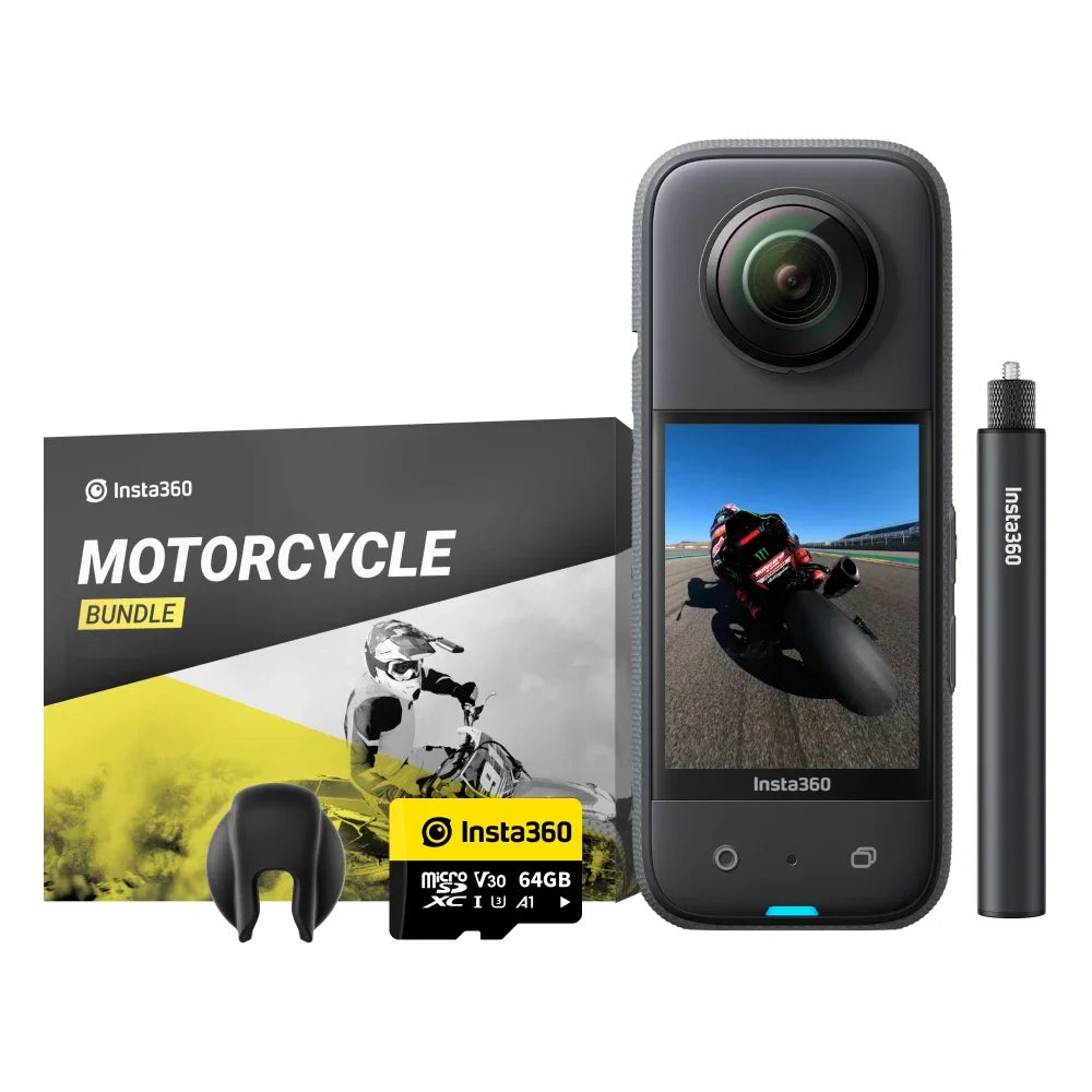 Insta360 X3 Pocket-Size Sports Action Camera – 1/2'' Sensor, Panorama Cam, Motorcycle Kit & Accessories for X3/ONE X2/ONE RS Twin
