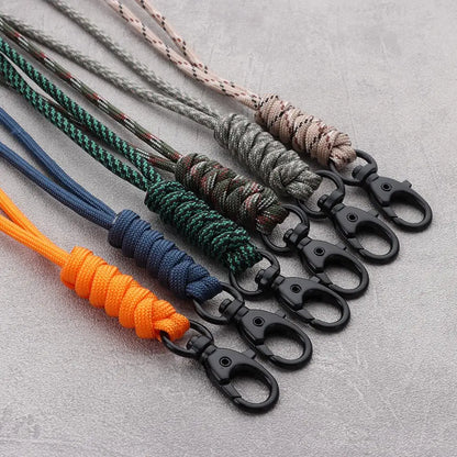 Paracord Keychain Lanyard: Rotatable Buckle, High Strength Parachute Cord for Emergency Survival - Backpack Key Ring Neck Hanging Rope