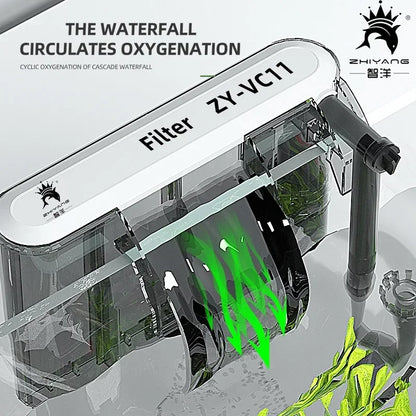 Wall-Mounted 3 in 1 Aquarium Filter – 110V/220V Circulation Pump with Waterfall Oxygenation for Small & Medium Fish Tanks