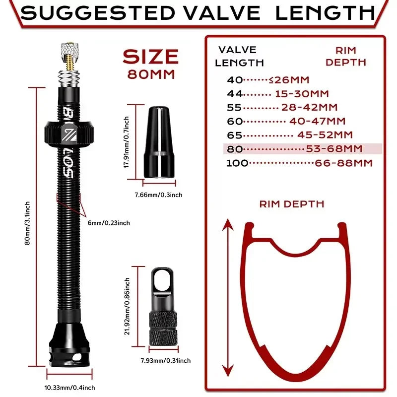 BUCKLOS Presta Tubeless Valve Stem 40/44/55/60mm — High-Quality Bike Tire Nipple for Road & MTB