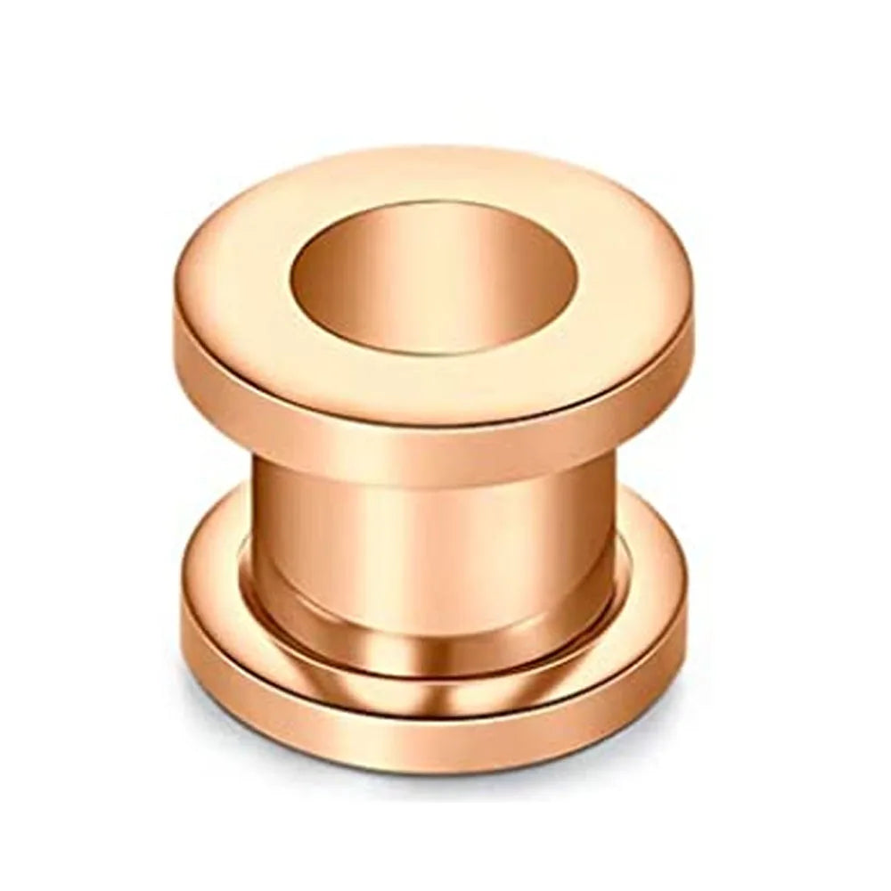 Rose Gold Stainless Steel Ear Plugs & Tunnels - Screw Fit Gauges Body Piercing Jewelry 3mm-20mm