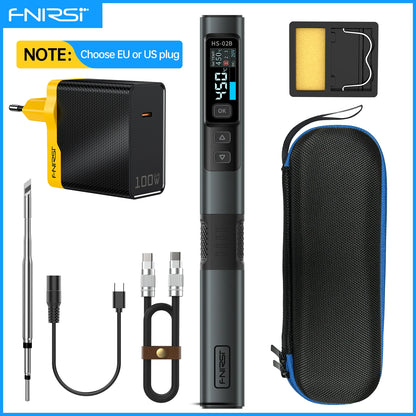 FNIRSI HS-02 Adjustable Temperature Soldering Iron – 20V 100–450℃ 100W Portable Welding & Repair Rework Station Tool