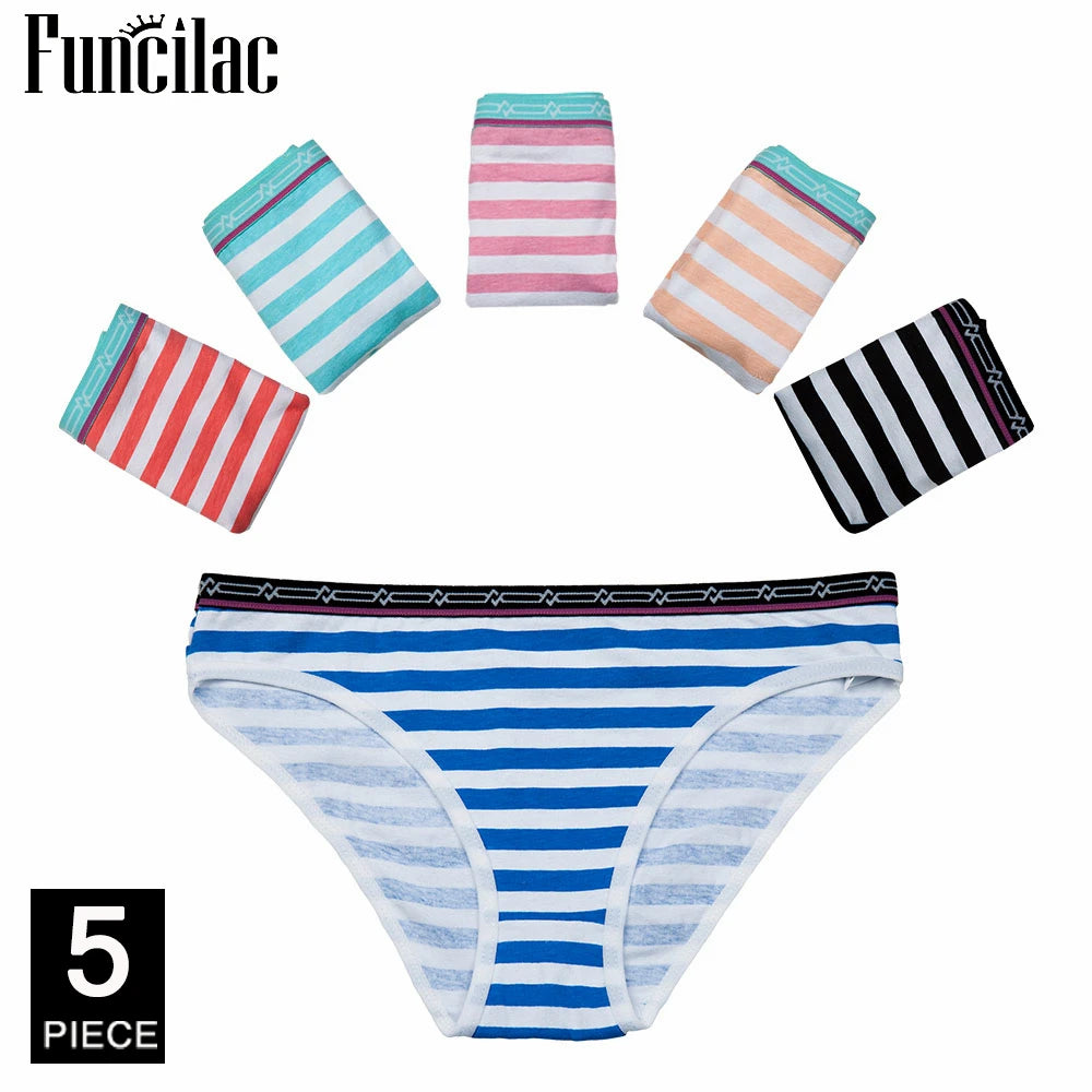 5-Pcs Women’s Cotton Panties Set – Sexy Bikini Briefs for Girls & Ladies, Free Shipping
