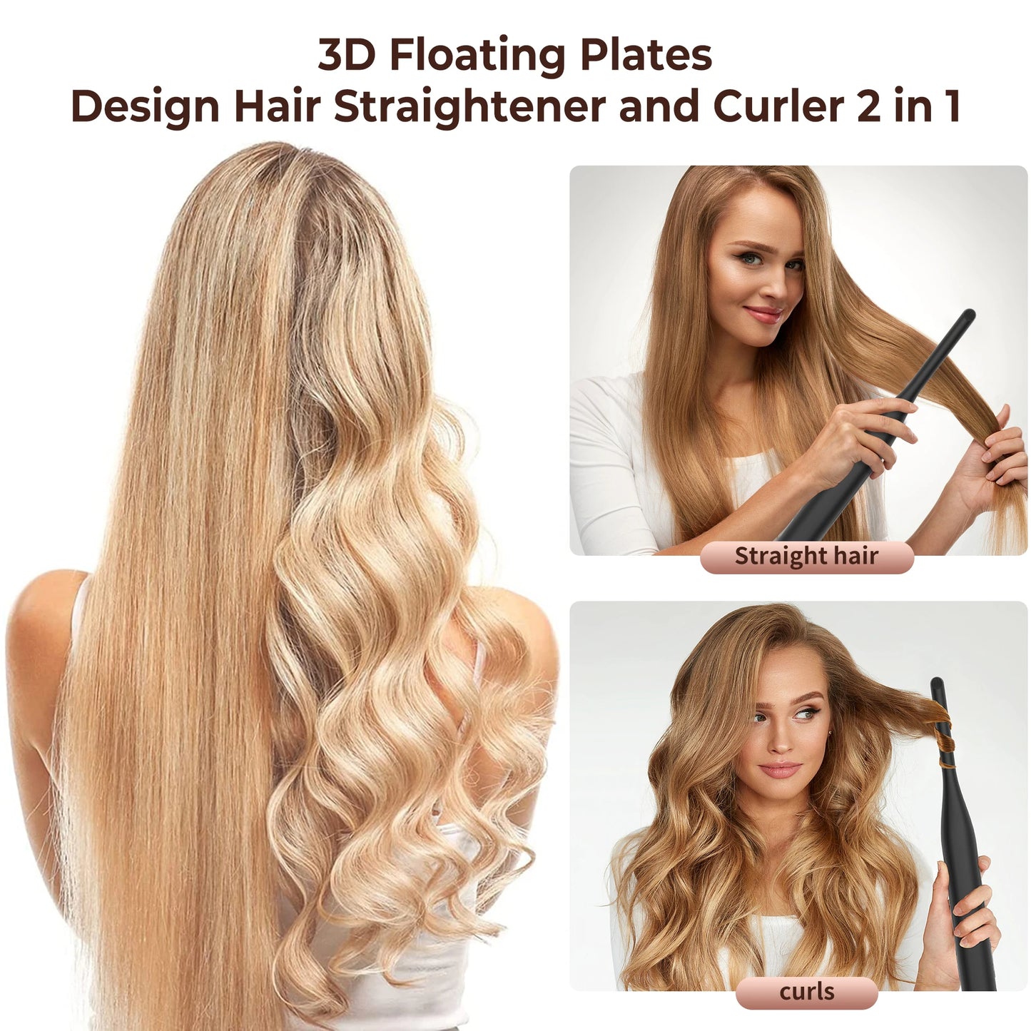 Mini Pencil Flat Iron for Short Hair, Ceramic Hair Straightener, Tiny Straightening Iron, Beard Straightener for Men & Women