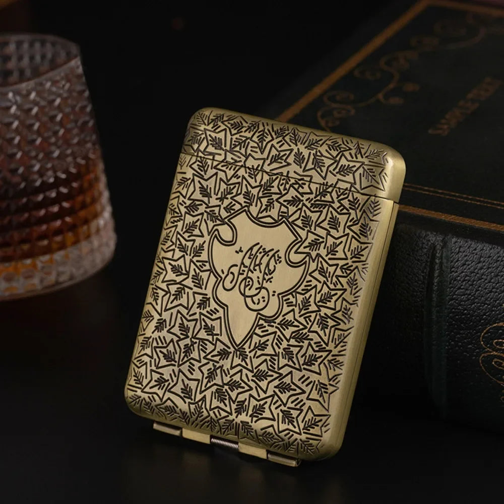 Vintage Engraved Cigarette Case - 16-Piece Capacity Pocket Tobacco Storage Box, 84mm Smoking Accessory Holder