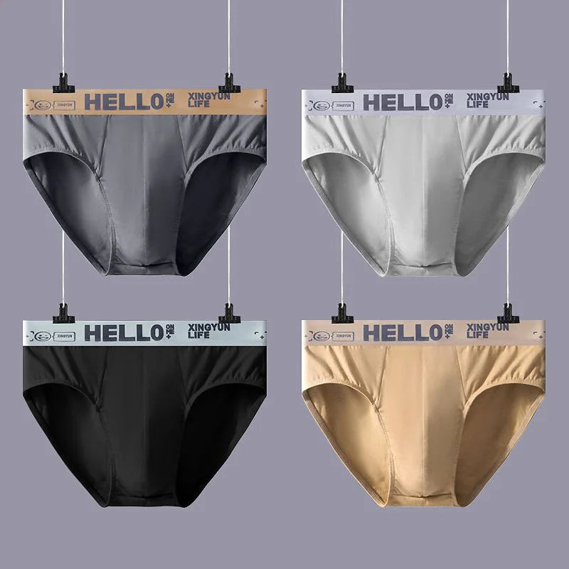 4-Pack Men's Cotton Briefs - Breathable Printed Underwear with Comfortable Fit & Stylish Design