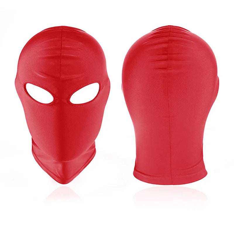 Sexy Red Unisex Full Face Cosplay Mask – Open Eyes & Mouth Hood for Halloween, Role Play, and Costume Parties