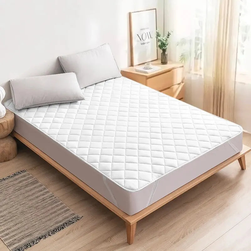 Ultrasonic Washable Mattress Protector — Elastic Band Cover Pad for Bed Protection