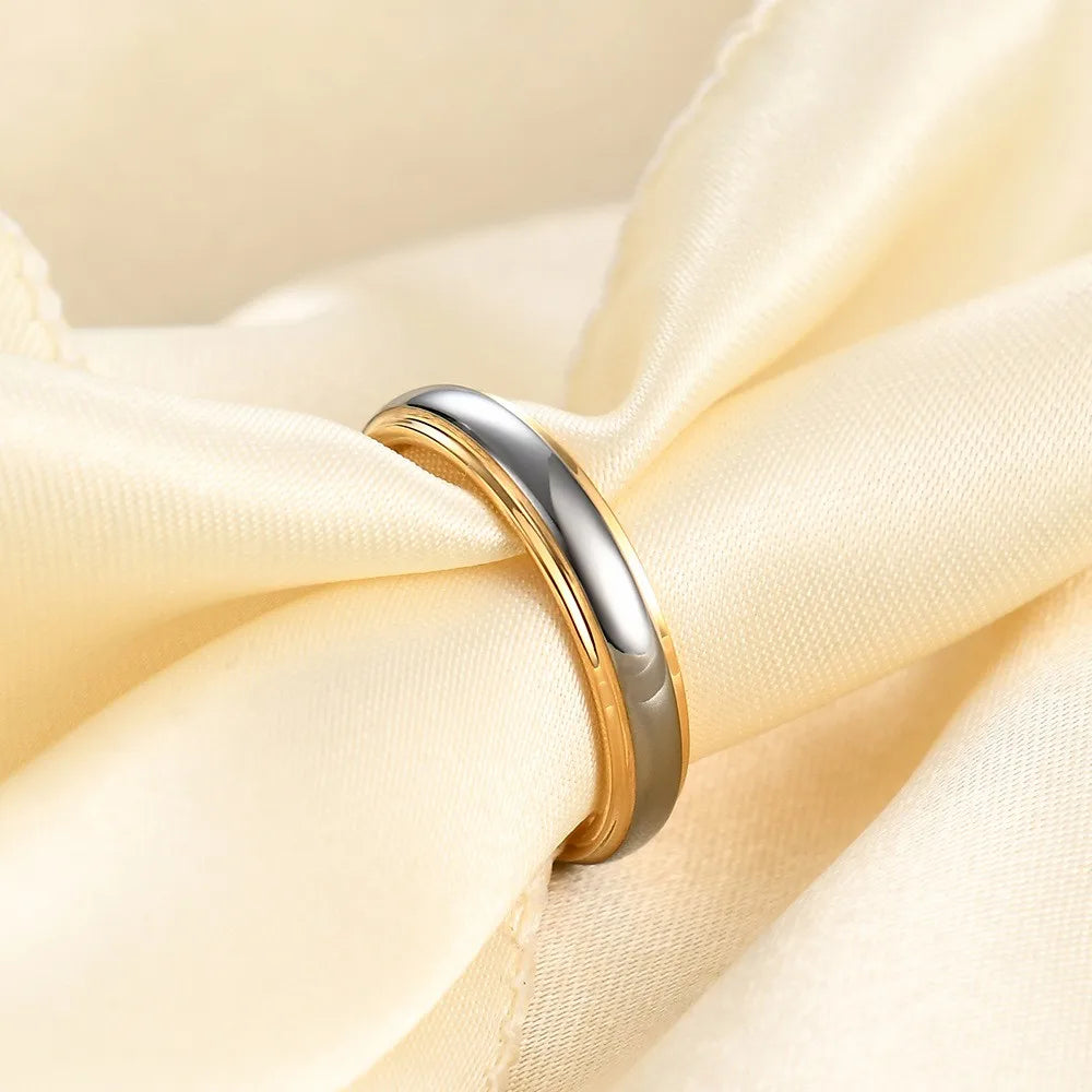 Classic 4/6mm Tungsten Wedding Band – Rose Gold Curved Stainless Steel Ring for Men & Women Couples Jewelry