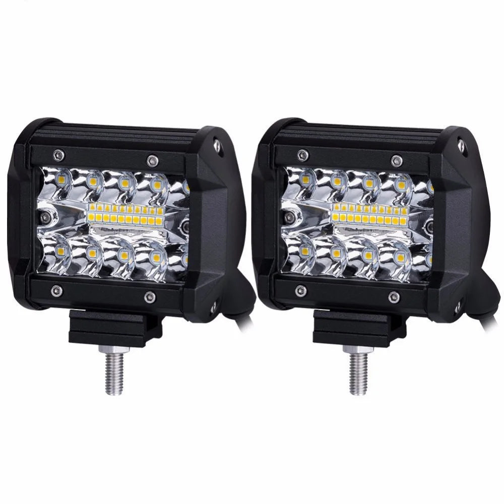4 Inch 60W LED Work Light Bar with Universal Tow Hitch Mount – Spot Flood Offroad Lighting for Pickup Truck, Van & Trailer Accessories