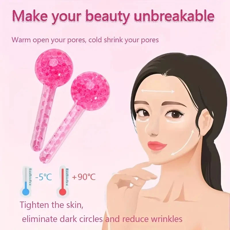 2Pcs LCE Globes for Facials - Cooling Facial Massage Balls, LCE Roller Tool for Face and Eyes, Freezer-Friendly