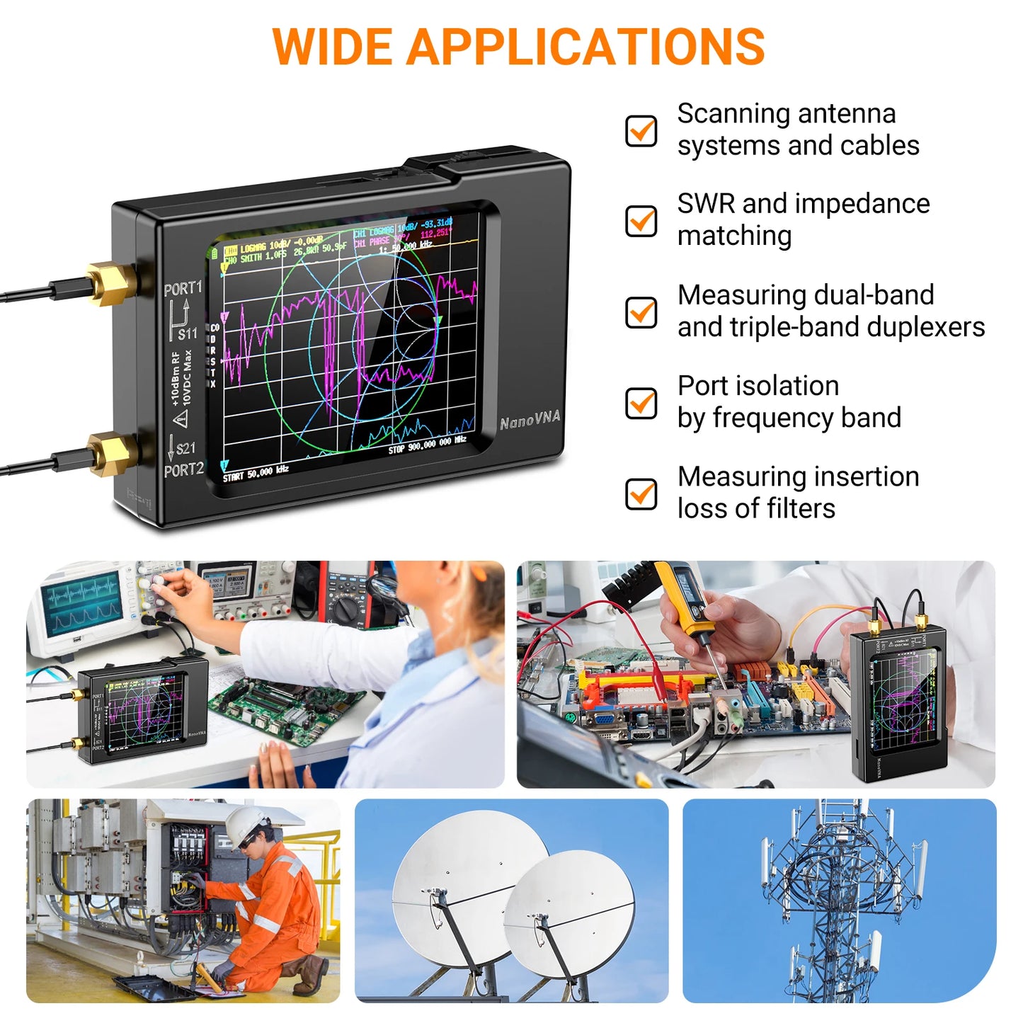 NanoVNA-H4 Vector Network Analyzer 10KHz-1.5GHz | 2.8/4" Display Antenna Tuner for MF HF VHF UHF | Spectrum Analyzer Nano VNA