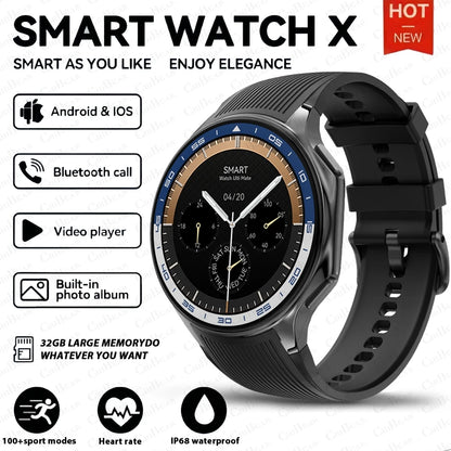 2024 OPPO Watch X Smartwatch — AMOLED 32GB, Waterproof, Bluetooth Call, TWS Music, 3D UI, Video Playback for Men