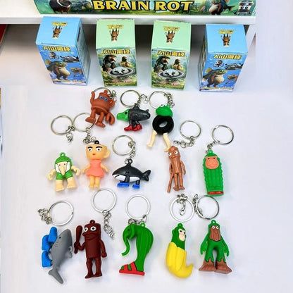 24PCS Tungtungtung Sahur Blind Box Toys — Tralala Shark, Bombardinocrocodilo Figures, Moveable Keychain Collectible Set
