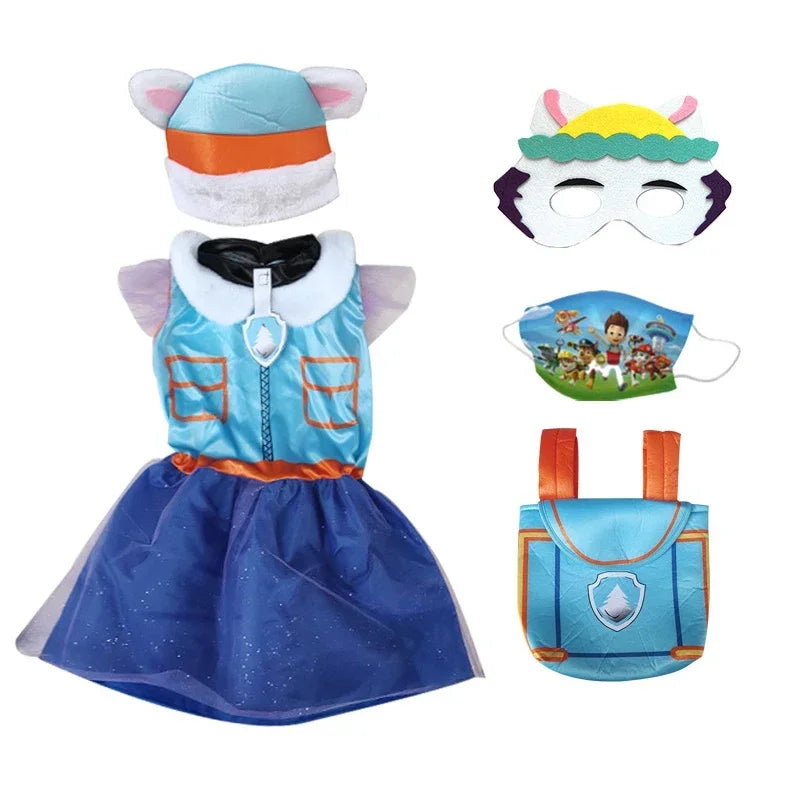 Anime Dog Patrol Kids Costume Set – Tops, Pants, Backpack & Hat for Marshall, Chase, Skye, Zuma, Rubble Halloween Cosplay