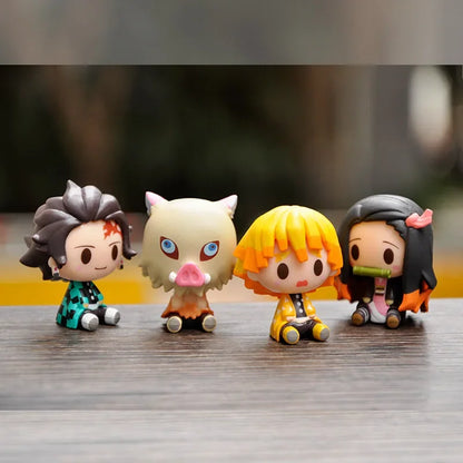 Demon Slayer Kimetsu No Yaiba Action Figures – Tanjirou, Nezuko & Zenitsu Anime Model Toys & Gifts