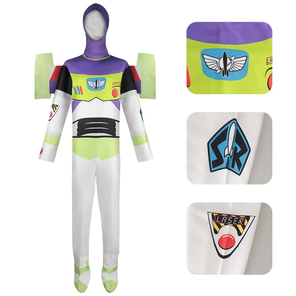 Buzz Cosplay Costume Bodysuit - Wing Suit Halloween Party Jumpsuit for Men & Children
