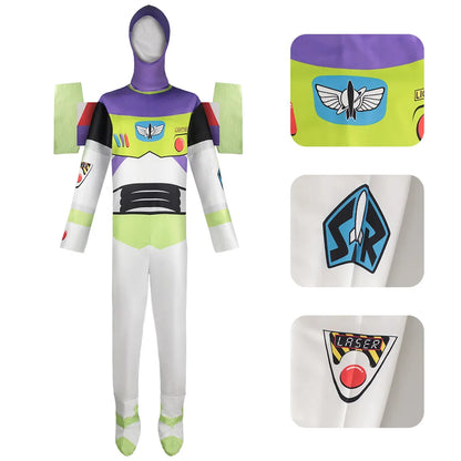 Buzz Cosplay Costume Bodysuit - Wing Suit Halloween Party Jumpsuit for Men & Children