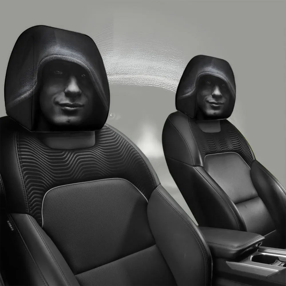 Dark Aesthetic Car Headrest Covers - 2-Piece Mysterious Portrait Universal Fit Set