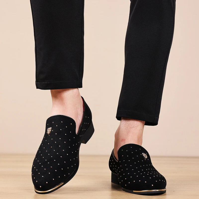 Luxury Men's Suede Dress Loafers - Elegant Casual Business Shoes for Men